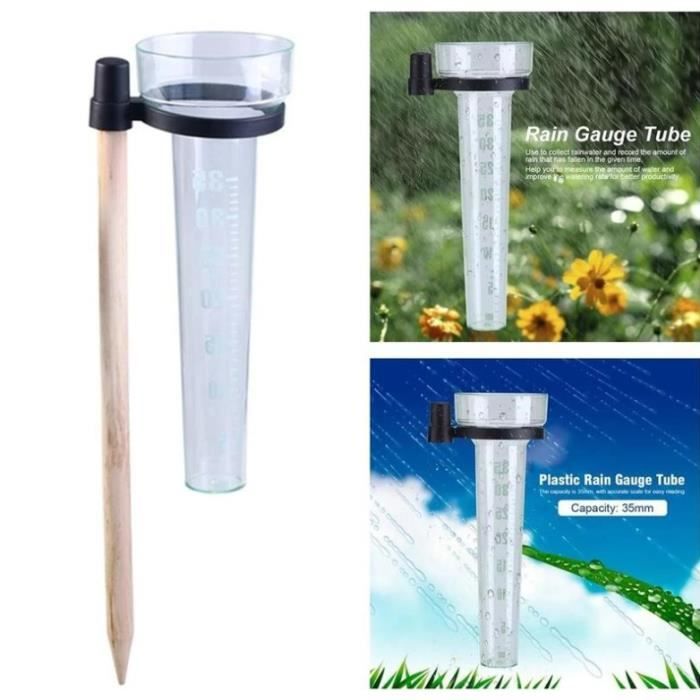Pluviomètre Yosoo 35 Mm - Tube De Mesure De Pluie Pour Jardin, Terrasse Ou Potager - Plastique Vert, échelle Précise, Hauteur 24,5 Cm