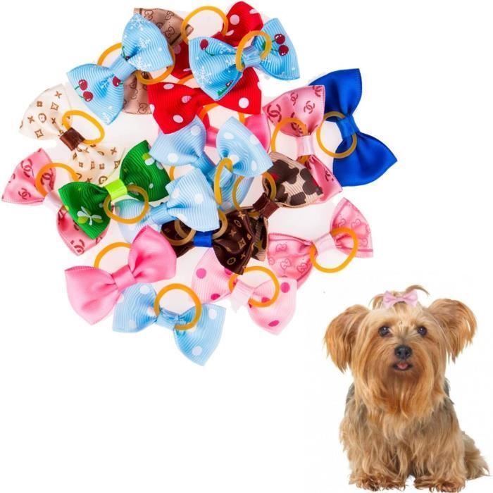 Noeud Chien Nœud pour Chien Elastique Noeud Chien Noeud Cheveux Chien Accessoire Chien Cheveux pour Petits Chiens Chats Chiots 15PCS