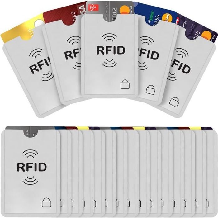 Etui carte bancaire anti piratage,20PCS RFID Protector Case Étui Sécurisé pour Carte de Crédit Anti-scan