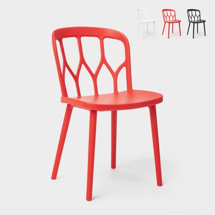 Chaises en polypropylène au design moderne pour bar, cuisine et jardin Flow, Couleur: Rouge