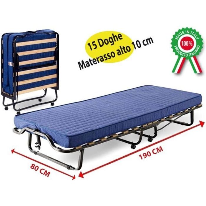 lit pliant en fer antirouille avec roues et matelas pour invites maison camping avec 15 lattes en bois teste et certifie nor cdiscount maison