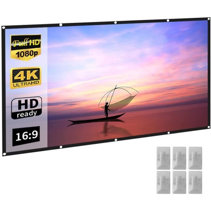 Écran De Projection Portable 100 Pouces (format 16:9) - Double Face Anti-plis, Pliable, Pour Vidéoprojecteur Maison, Fête, Jardin, Camping - 5