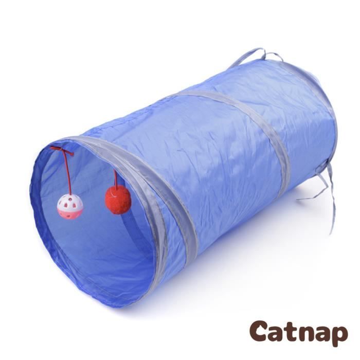 Tunnel Pour Chat Pliable 40x40cm - Cube Avec 3 Ouvertures, Cloches, Jouet Interactif Pour Chats Et Petits Chiens - 1