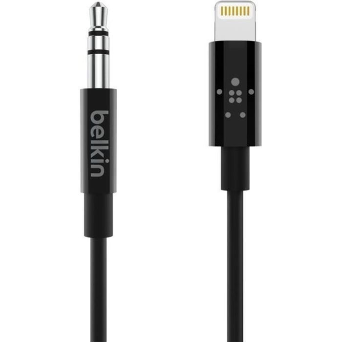 Câble audio 35 mm - BELKIN - Lightning - 90 cm - Compatible iPhone 7/8/X - Noir