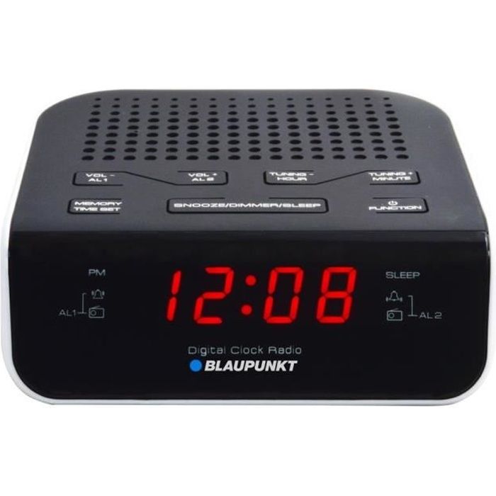 Radio-réveil Blaupunkt CR5WH - Noir - FM PLL - Double alarme - Syntoniseur de radio numérique