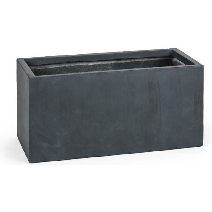 Blumfeldt Solidflor - Bac à fleurs, jardinière cache-pot en fibre de verre style béton (79,5x38x38cm, résistant au gel) - anthracite