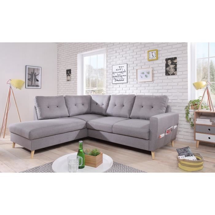 Oslo L Canapé Scandinave Convertible D Angle Gauche Gris