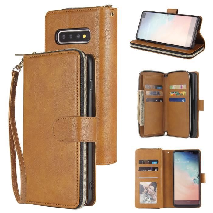 Portefeuille Etui Samsung Galaxy S10 Housse Etui PU Cuir Portefeuille Housse Rabat Antichoc 