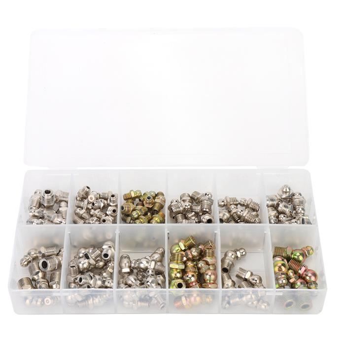 Kit Raccords Hydrauliques Zerk Métriques Swpeet - 246 Pièces M6 M8 M10 Avec Capuchons