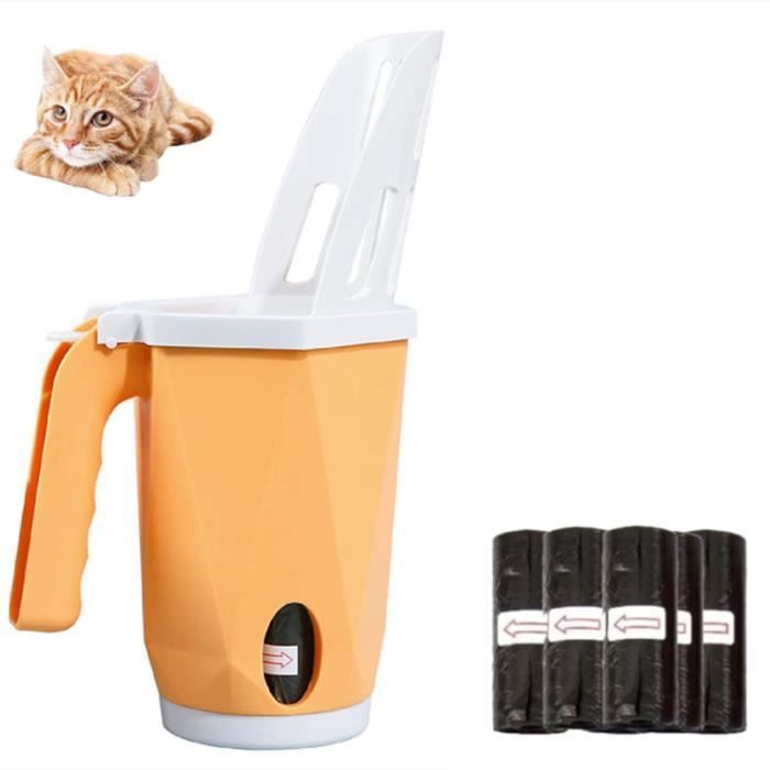 Comparer les prix de Pelle a Litière Chat avec 10 Rouleaux de Sacs Poubelle, Pelle a Crotte avec Stockage des Déchets -Jaune