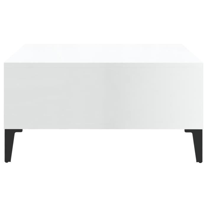 Table basse contemporaine Dilwe - Blanc brillant - 60x60x30 cm - Aggloméré