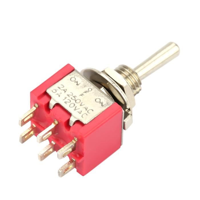 10 Interrupteurs à Bascule 3 Positions 6A - DPDT ON-OFF-ON + 10 Caps Étanches IP65