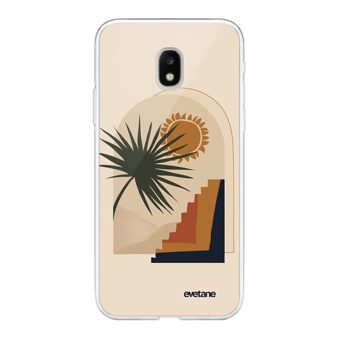 Coque Pour Samsung Galaxy J3 17 Transparente Palmier Et Soleil Beige Tendance Evetane Cdiscount Telephonie