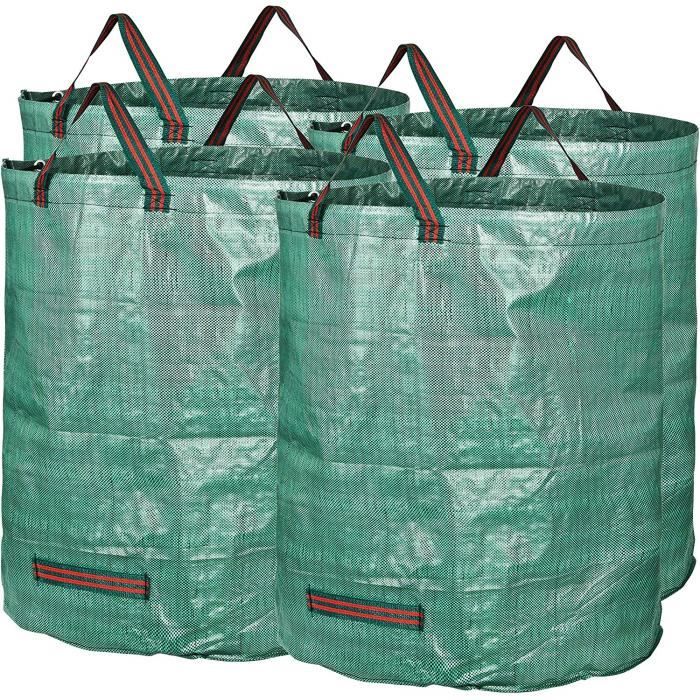 Sacs de Jardin GARDENMATE - Lot de 4 sacs indéchirables en polypropylène 150g/m2 - Vert - H76cm, Ø67cm, 272L