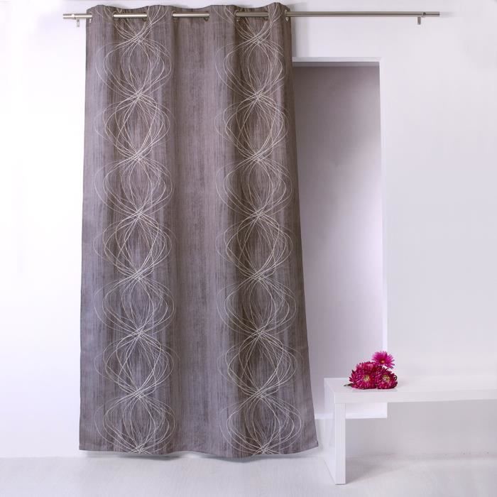 Rideau Occultant Impressions Sphériques Taupe 140 X 240 Cm