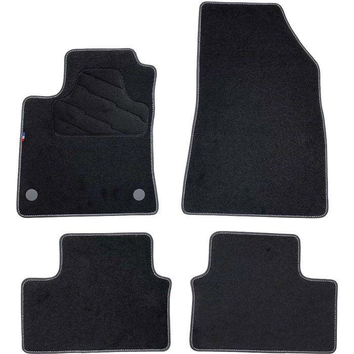 Tapis De Voiture Sur Mesure Pour Renault Clio 5 (2019-2025) - Moquette Noire Bord Fuchsia - 4 Pièces - 9