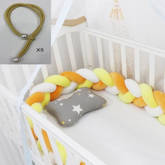 Tour de lit bébé 4m Tresse Garcon Fille Douce avec Cordon Maintenir la  Tresse-Jaune Blanc Orange - Cdiscount Puériculture & Eveil bébé