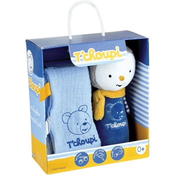 T'choupi Baby Coffret Naissance avec Doudou et Peluche Hochet +/ 25 cm JEMINI Idéal pour un cadeau de naissance.