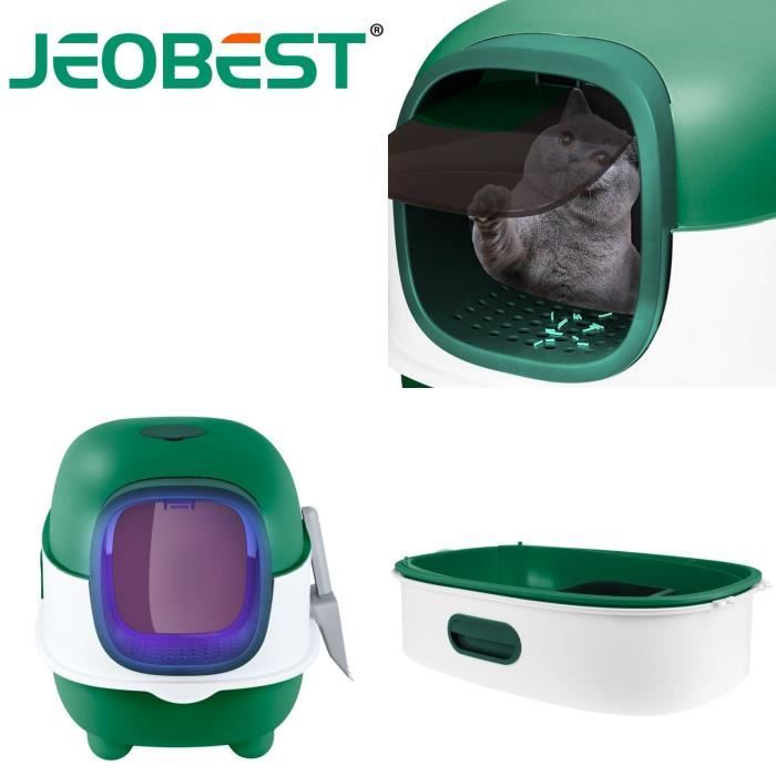 Comparer les prix de JEOBEST. Bac a litiere pour chat, Maison de toilette chat, Caisse chat litiere, UV, Pelle, 40*39*56cm