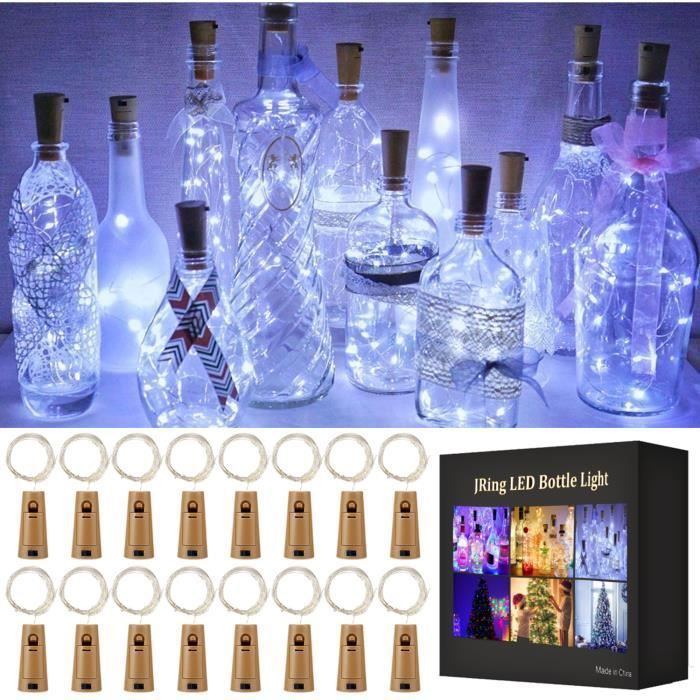 Guirlande LED Bouteille ZQEJEFD – 15 Lumières Avec Bouchons Liège, Blanc Chaud, Piles Incluses – Pour Mariage, Fête, Noël