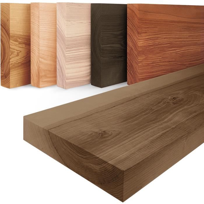LAMO Manufaktur Étagère bois massif sans pièces de fixation Étagère 120 cm Couleur: noisette Bord: droit style naturel LAMO Manufaktur Étagère bois massif sans pièces de fixation Étagère 120 cm Couleur: noisette Bord: droit style naturel