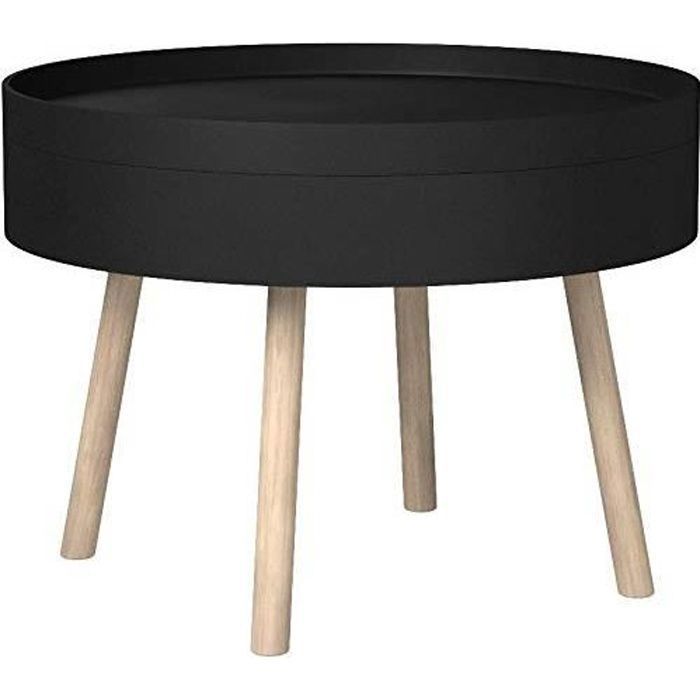 Lifa Living Table Basse Salon Noire Table Basse Ronde Avec Rangement Table De Chevet Forme Ronde Avec Quatre Pieds Bois En Caout Achat Vente Table Basse Lifa Living Table Basse