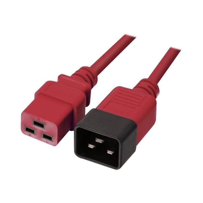 Lindy Rallonge de câble d'alimentation IEC 60320 C19 pour IEC 60320 C20 250 V 16 A 3 m moulé rouge