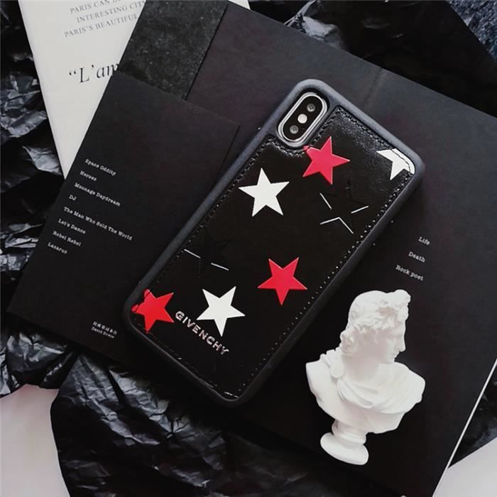 Housse Etui iPhone 6S-6,Givenchy Star Noir 2 Premium Cuir Etui