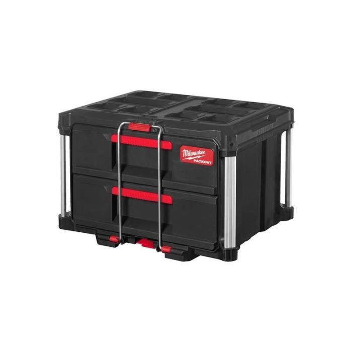 Coffret 2 tiroirs MILWAUKEE PACKOUT 363x564x414mm Charge max 22 Kg Verrouillage sécurisé
