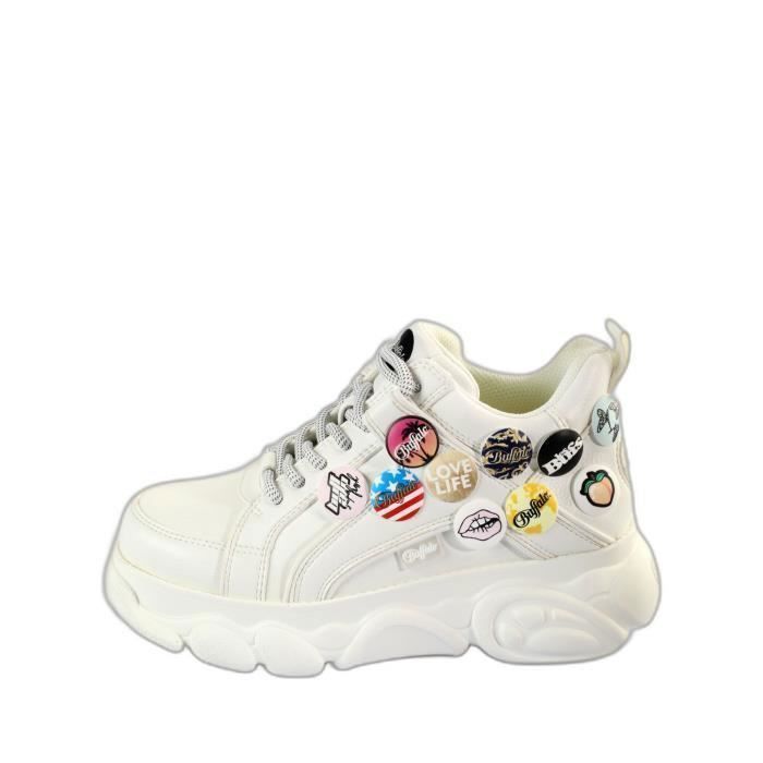 Baskets femme Buffalo Cld Corin Button white 40 White Cdiscount Chaussures