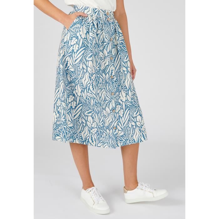 Damart Women's Jupe Fluide Pur Coton Skirt, Blue (Bleu Chambray 08015), 8  (Size: 36) : : Fashion
