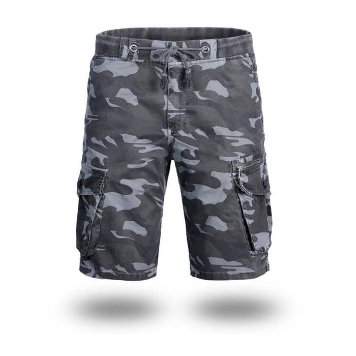Short Cargo Homme élastique Multi-poches | Bermudas Militaire, Coton Confortable, Décontracté
