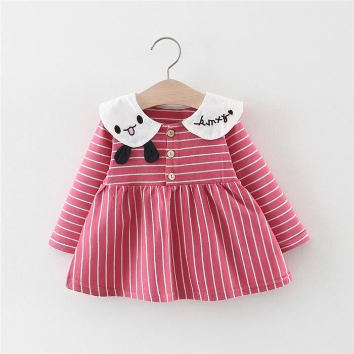 Robe De Fille Enfant En Bas Age Bebe Bebe Filles Princesse Dessin Anime Animaux Robe Rayee Tenues Vetements Cnjrd100 Bei Rouge Cdiscount Pret A Porter