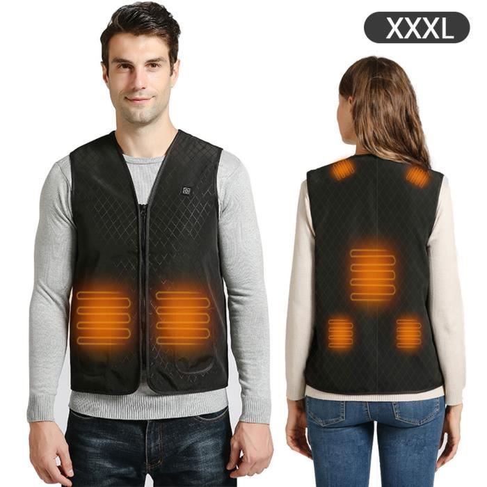 Gilet Chauffant Polaire Fleece Veste chauffante Homme Femme 3 Températures  avec 10000mAh Batterie Externe Solaire