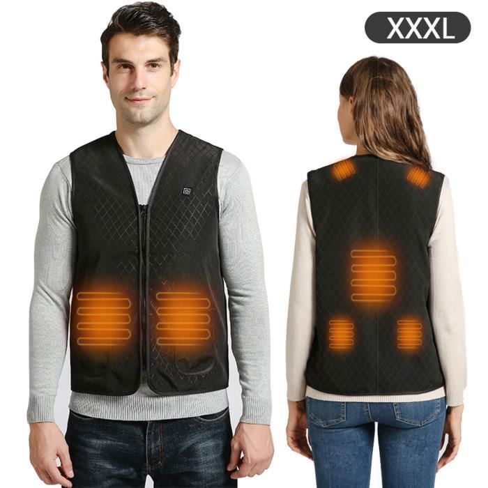 Gilet Chauffant KEMIMOTO Homme – Application Smart, Batterie 10000mAh, 4 Zones Chauffantes, Tissu Softshell 3 En 1