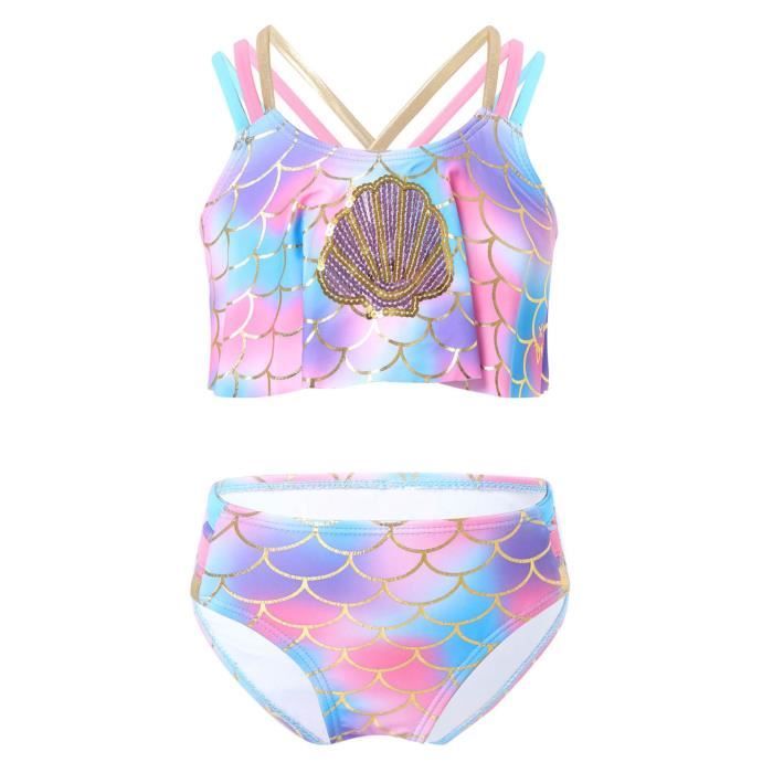 Iiniim Enfant Fille 2 Pi ces Maillot de Bain Sir ne Tankini Haut