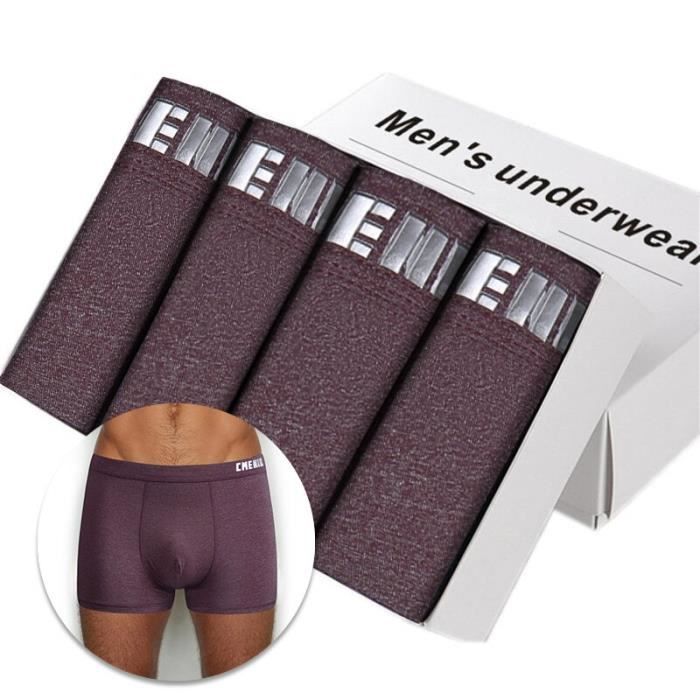 Sous vetement 4 pieces lot Sous vetements pour hommes vente chaude hommes sous vetements Boxer coton Type 4 CM007 Brown 4pieces Blanc Cdiscount Pret a Porter
