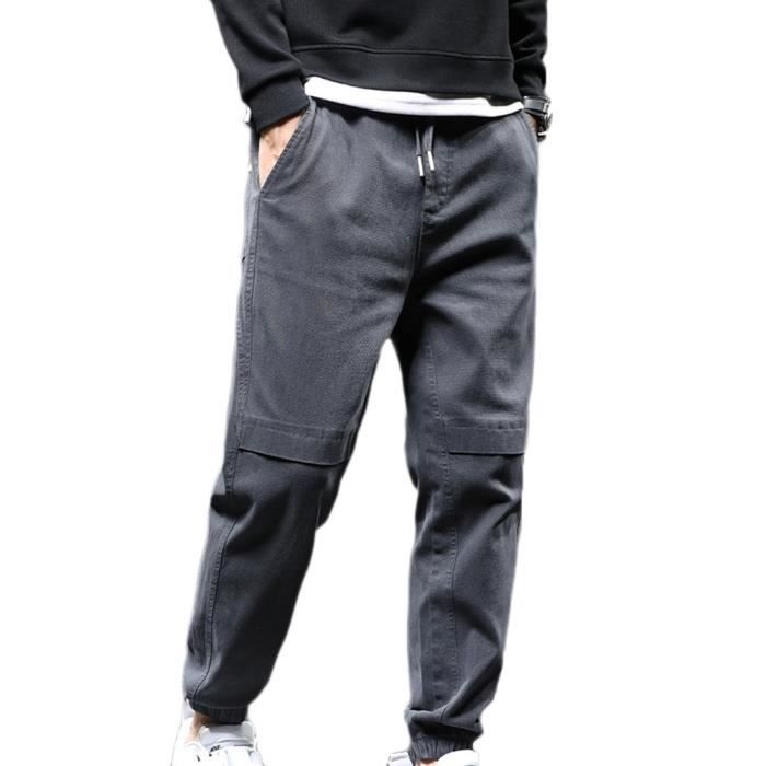 Hommes Pantalon Taille Élastique Lâche Grande Taille Pantalon Sarouel  Ouverture Cheville Réglable Respirant Pantalon,Gris