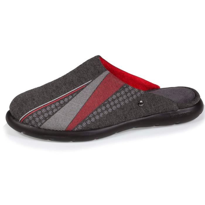 Chaussons sportswear homme ISOTONER Gris chine Semelle ergonomique EVERYWEAR