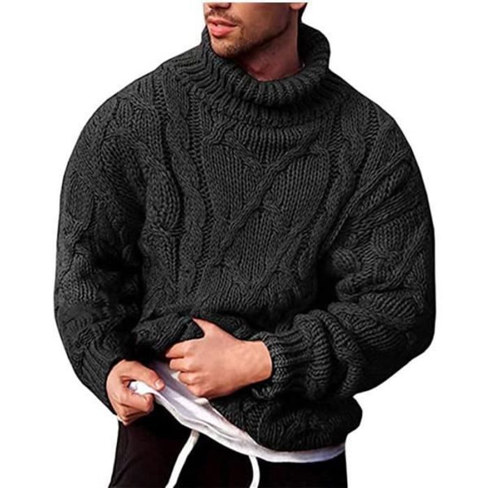 Pull noir tricot à col V Homme