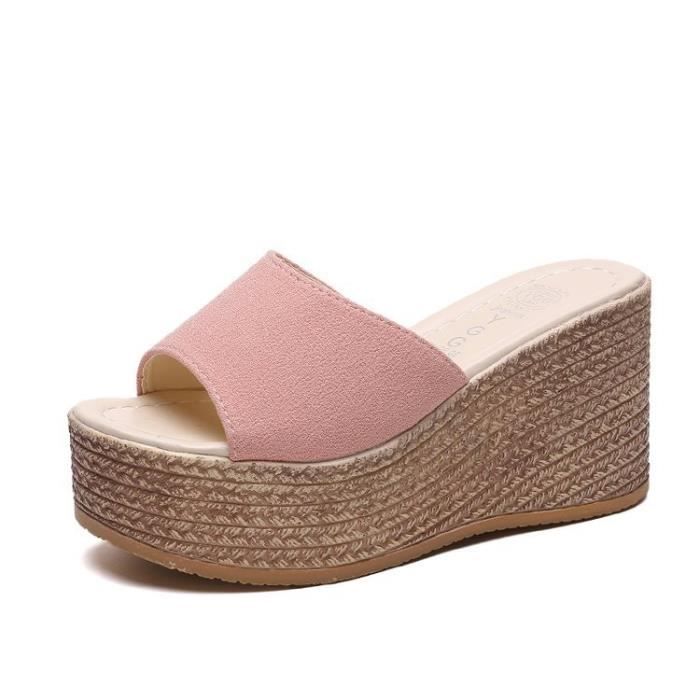 Sandales A talons compensEs femmes- rose NYSTORE Rose - Cdiscount ...