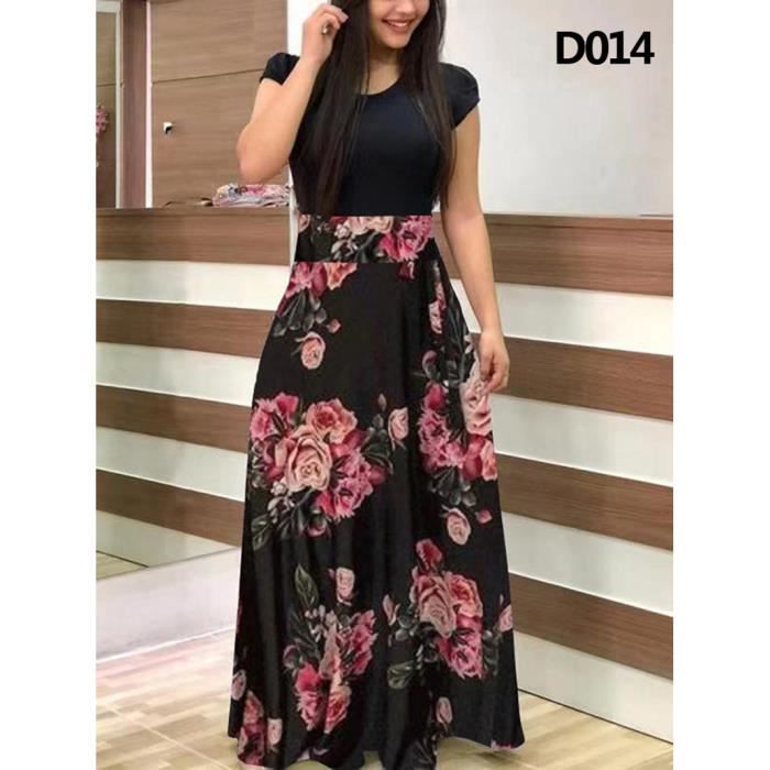 Robe,Robe longue de Banquet Xl pour femmes, imprim?� Floral, couture, longue, moulante, ?�l?�gante 
