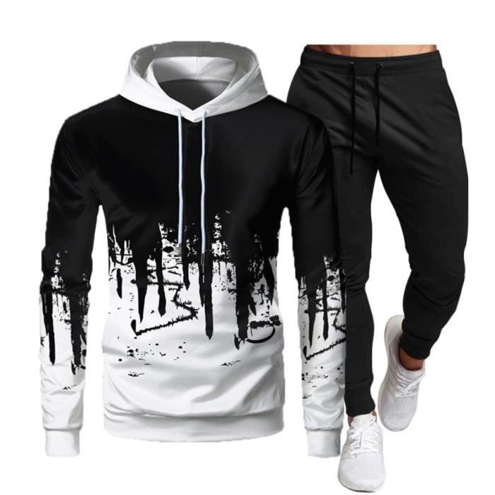 Survêtement Homme Ensemble Sweat à Capuche + Pantalon Jogging - Tenue Décontractée Confortable Toute Saison
