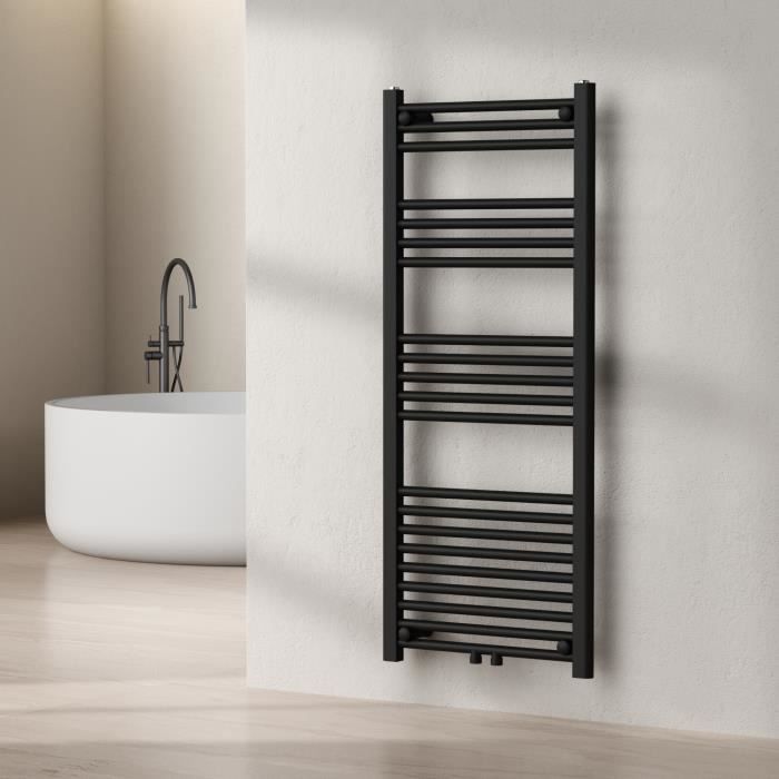 Radiateur sèche-serviettes Voss acier 120 x 50 cm noir