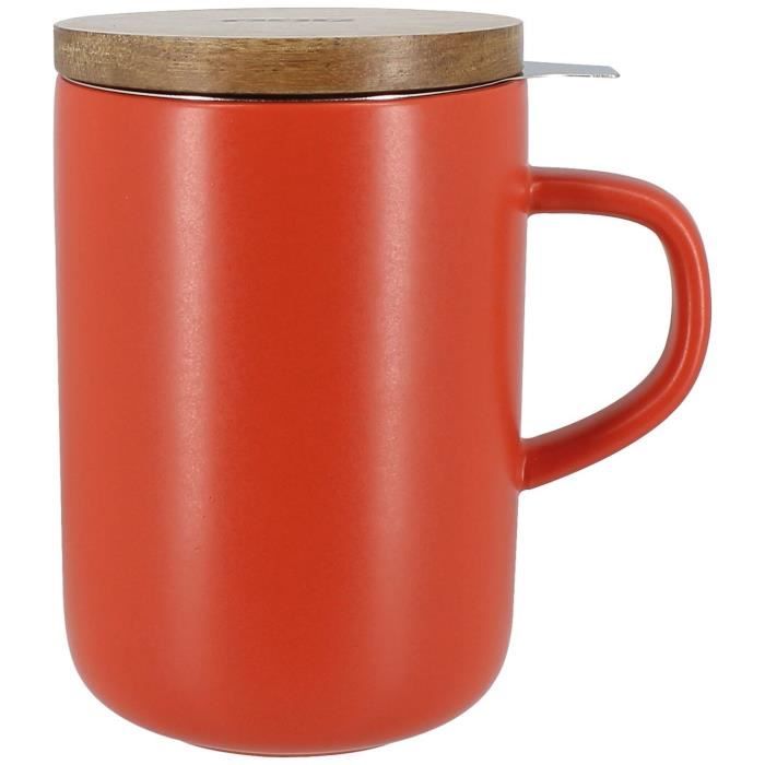 Tisanière 475ml terracotta avec couvercle bois