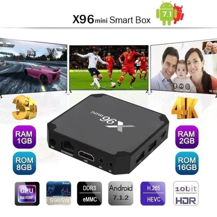 X96 mini TV Box 4K Lecteur Multimédia Android 7.1.2 HD 2G + 16G Lecteur