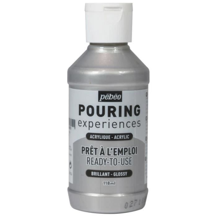 Peinture Acrylique Pouring Pébéo - 118 ml Argent Métallique