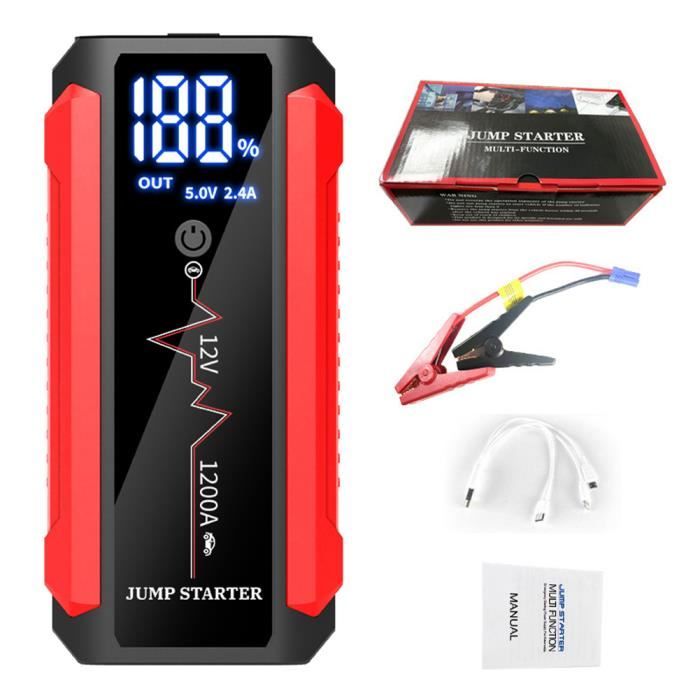 Booster Batterie Voiture 600A 20000mAh,12V Démarreur de Batterie Portable  Jump Starter avec Lampe LED+Pince Sécurité Intelligentes - Cdiscount Auto