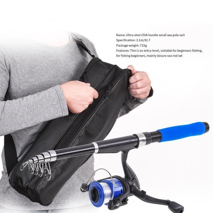 EDTara Canne à Pêche Télescopique Ensemble Combo Moulinet 1,8m Canne à Pêche en Fibre de Carbone avec Kit Complet Sac de Transport pour Débutant et Jeune Voyage Eau Salée Eau Douce