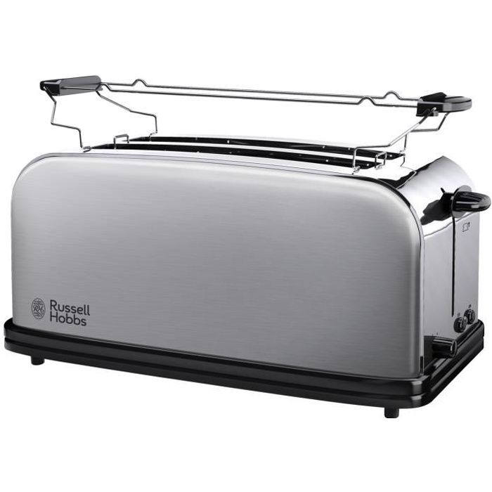 Russell Hobbs Grille Pain [2 Fentes longues 4 Toasts/ 2 Tranches baguette] Adventure Acier Inox Fentes larges 6 Niveaux de Brunissage rapide Surélévation Décongèle & Réchauffe 23610 - vue 2